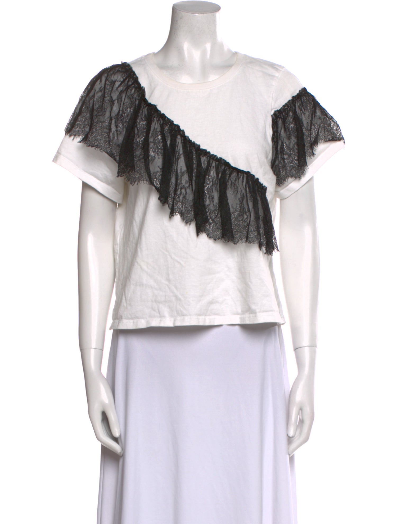 Cinq à Sept One-Shoulder Short Sleeve Crop Top