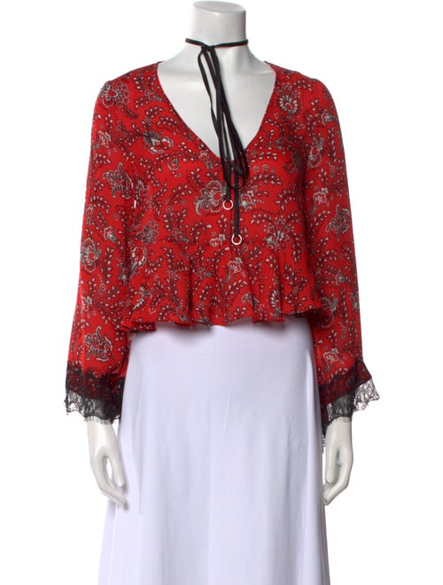 Cinq à Sept Silk Floral Print Crop Top