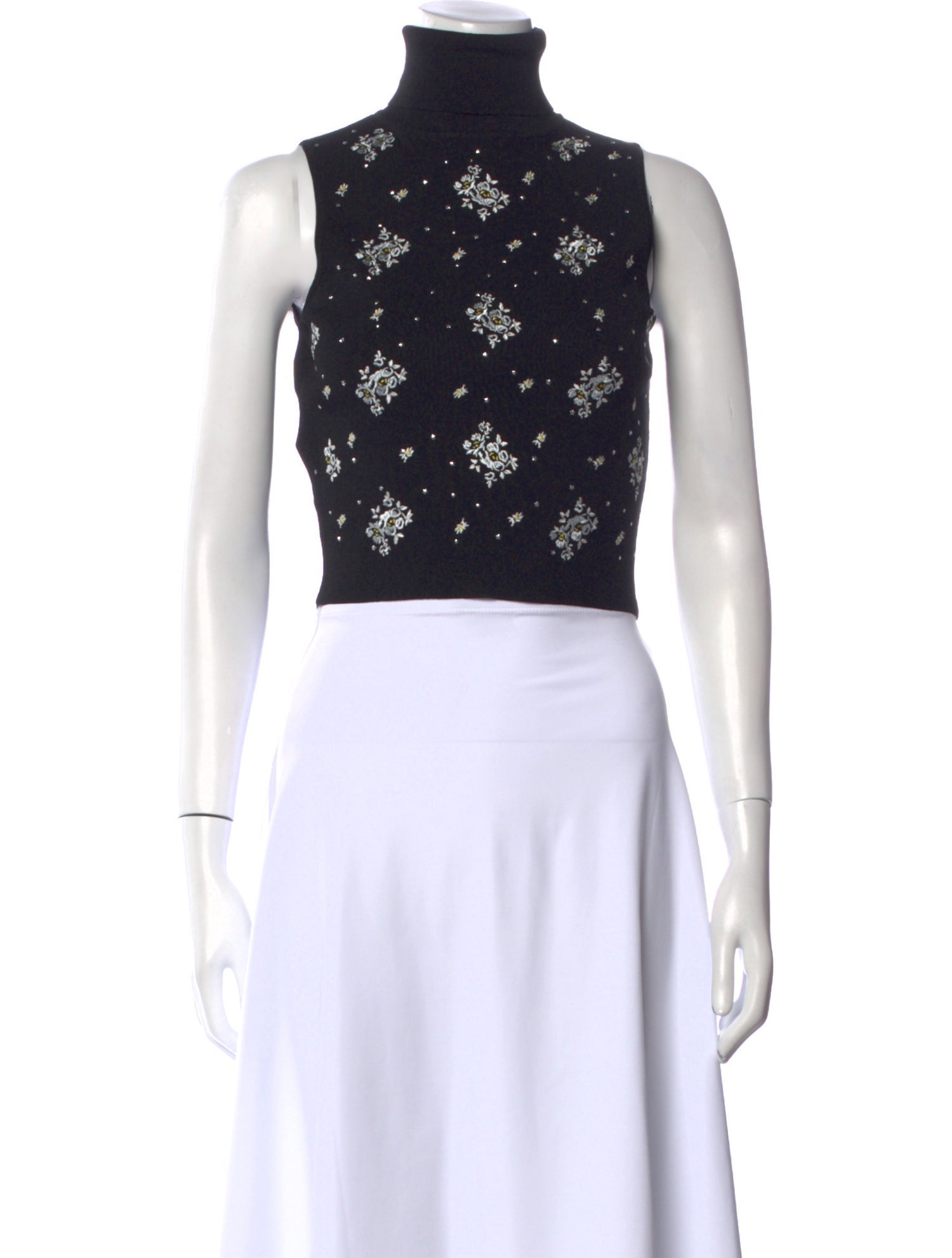 Cinq à Sept Printed Mock Neck Crop Top