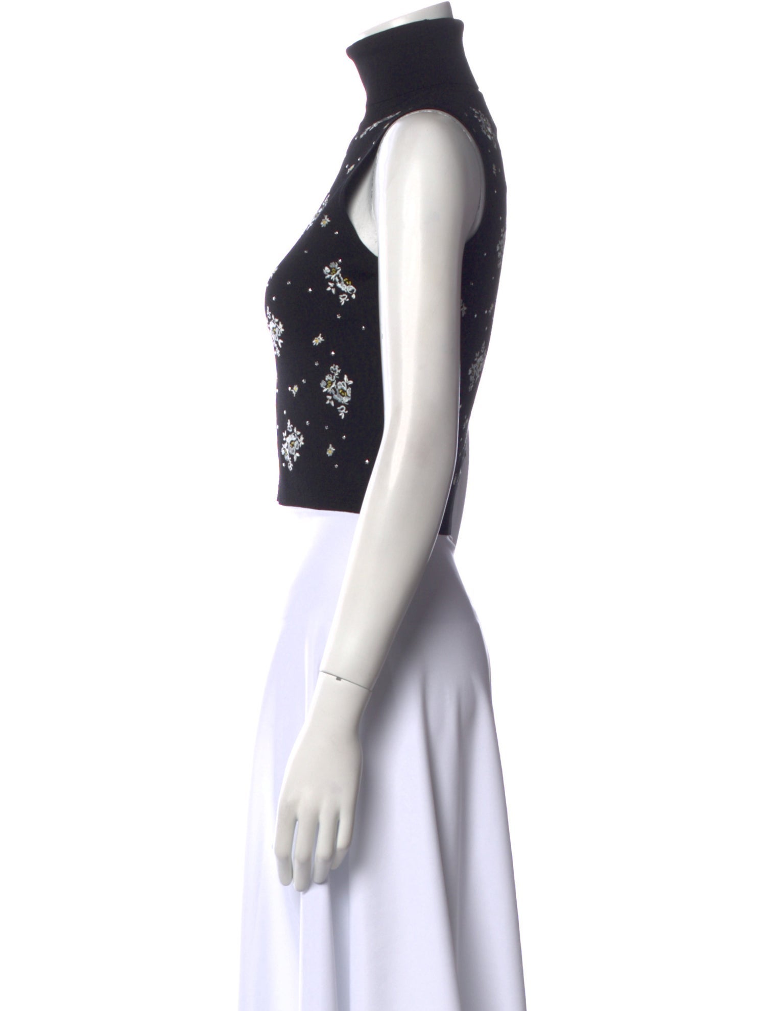 Cinq à Sept Printed Mock Neck Crop Top