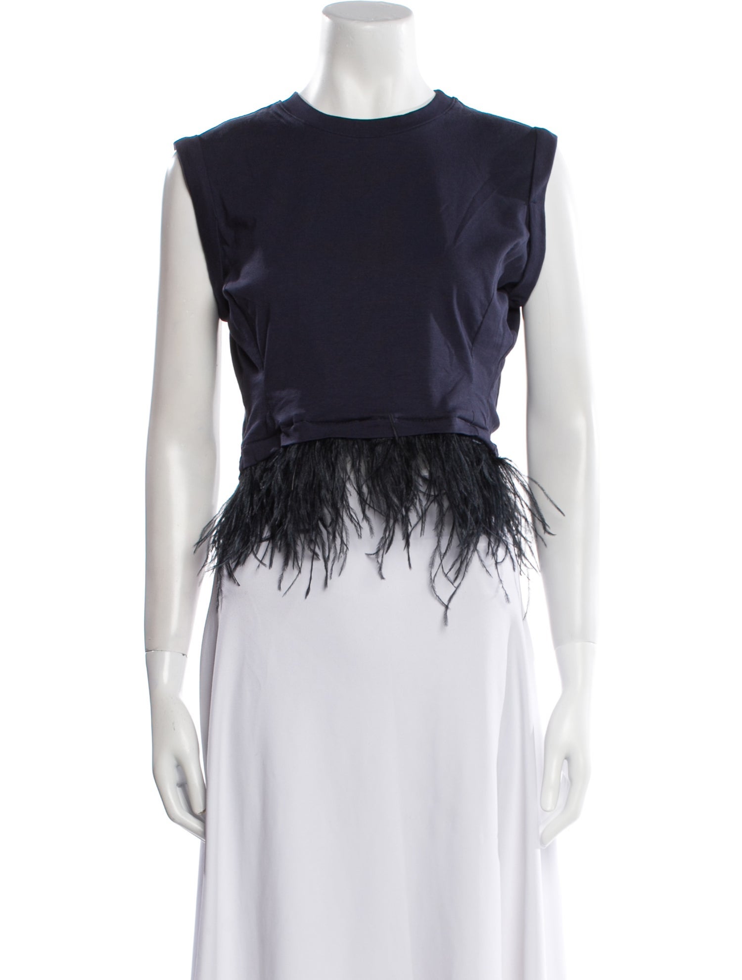 Cinq à Sept Crew Neck Sleeveless Crop Top