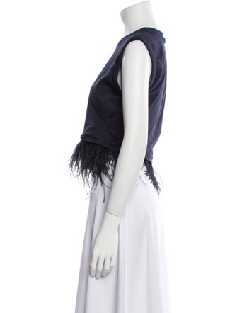 Cinq à Sept Crew Neck Sleeveless Crop Top