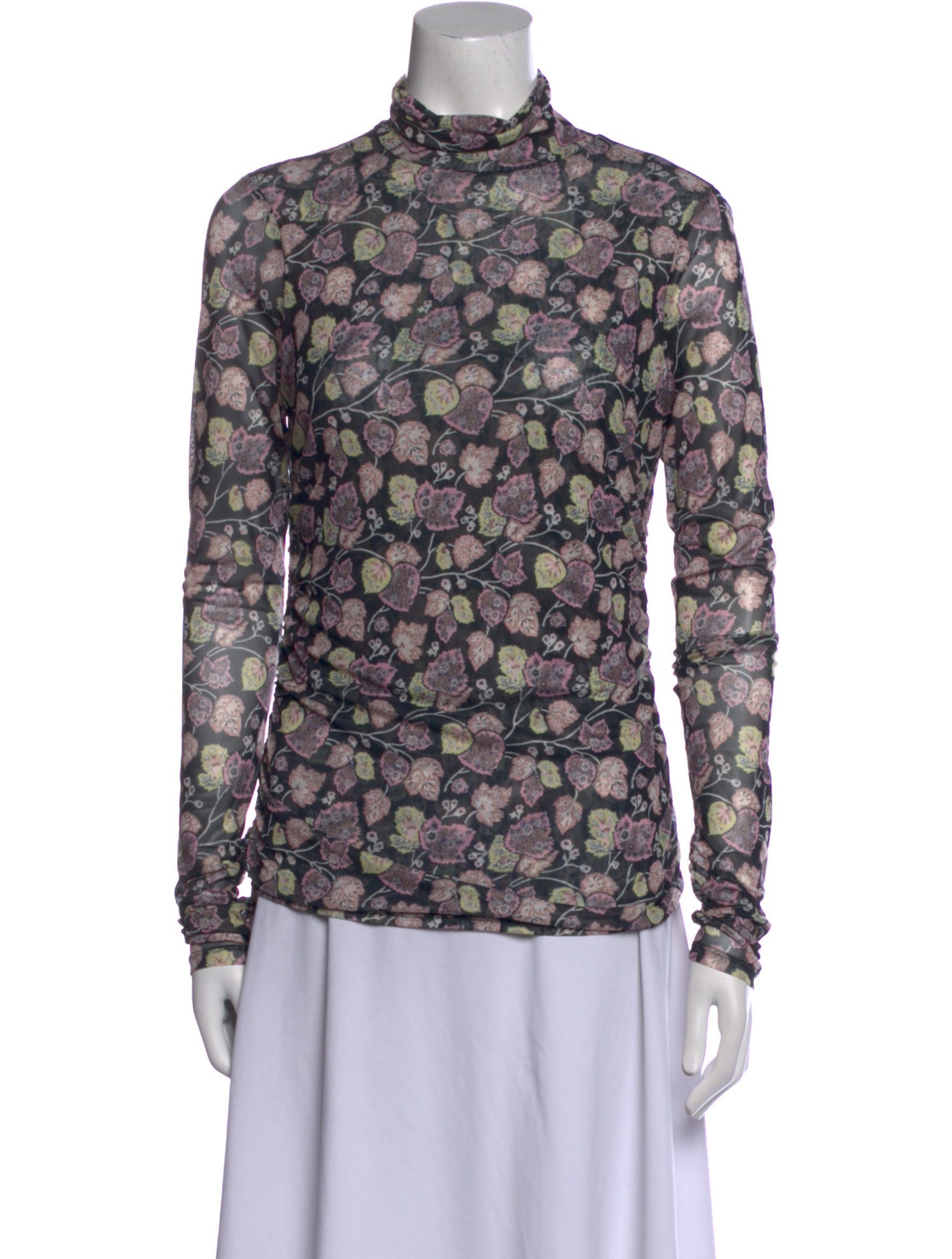 Cinq à Sept Floral Print Mock Neck Blouse