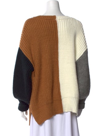 Cinq à Sept Colorblock Pattern V-Neck Sweater