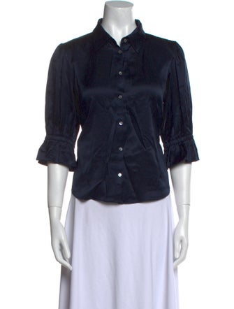 Cinq à Sept Silk Three-Quarter Sleeve Button-Up Top