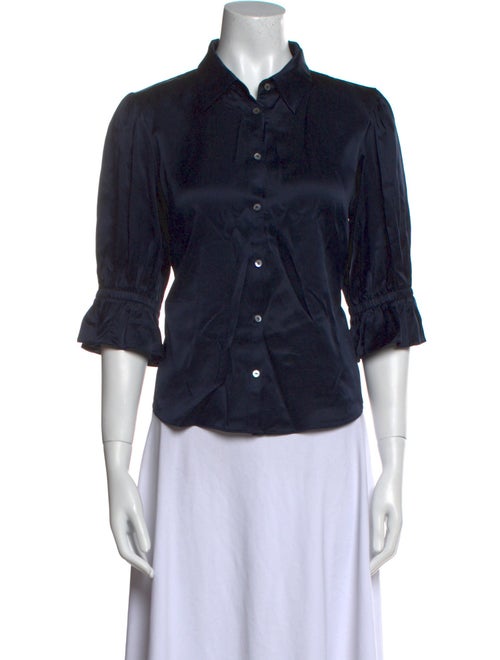 Cinq à Sept Silk Three-Quarter Sleeve Button-Up Top