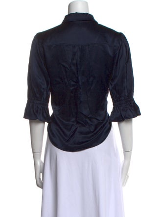 Cinq à Sept Silk Three-Quarter Sleeve Button-Up Top