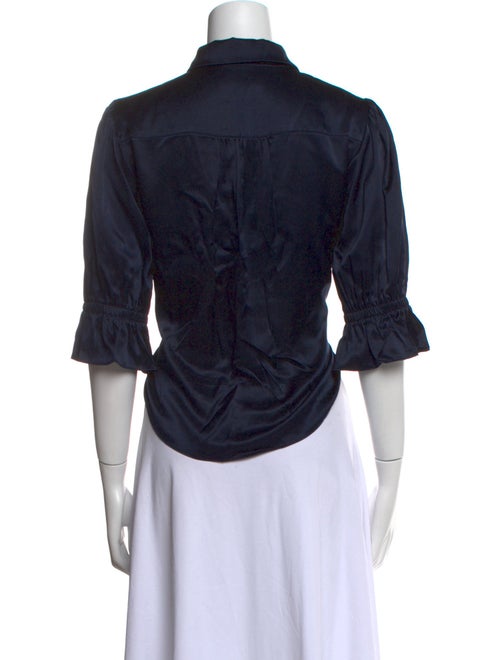 Cinq à Sept Silk Three-Quarter Sleeve Button-Up Top