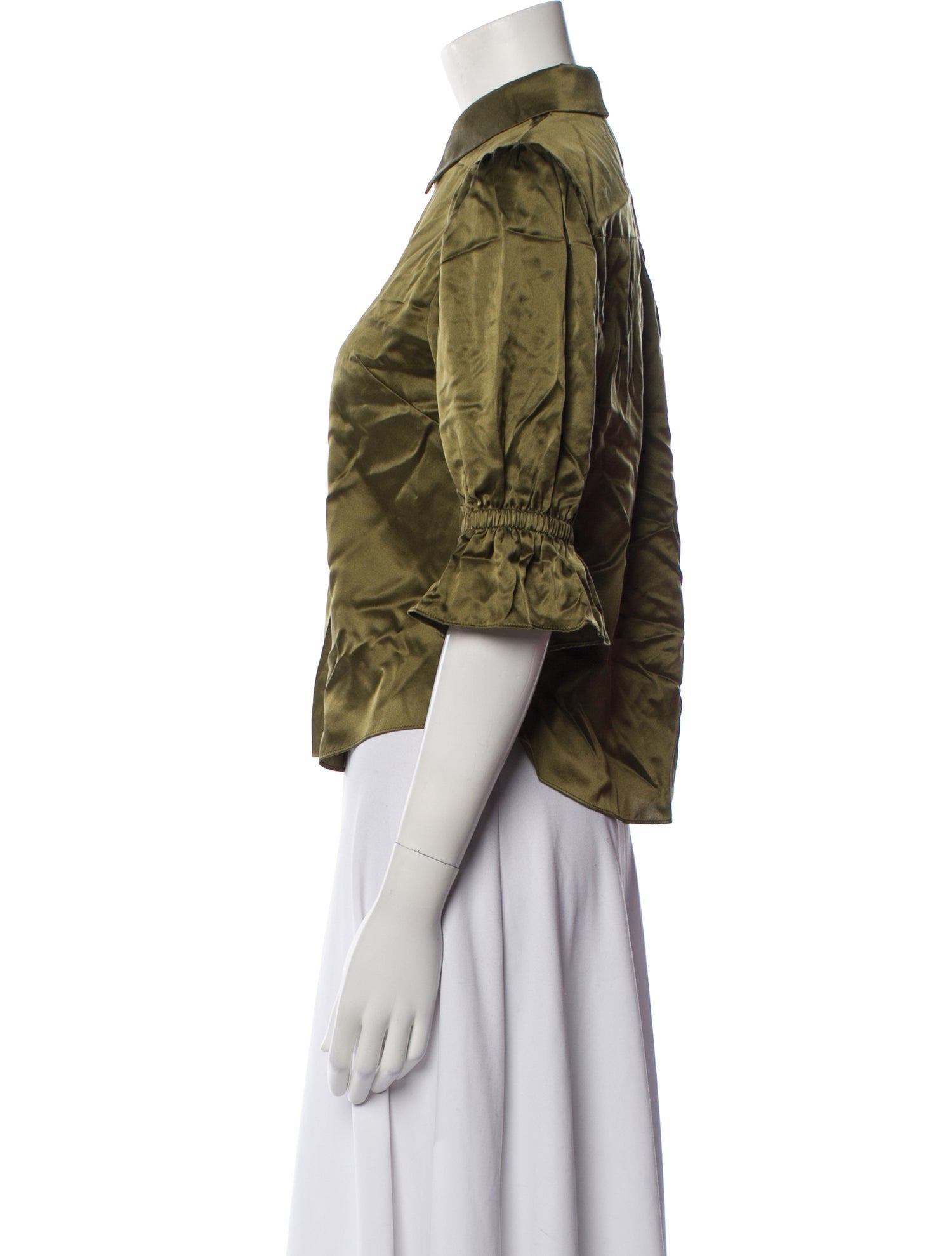 Cinq à Sept Silk Three-Quarter Sleeve Button-Up Top