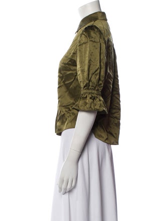 Cinq à Sept Silk Three-Quarter Sleeve Button-Up Top