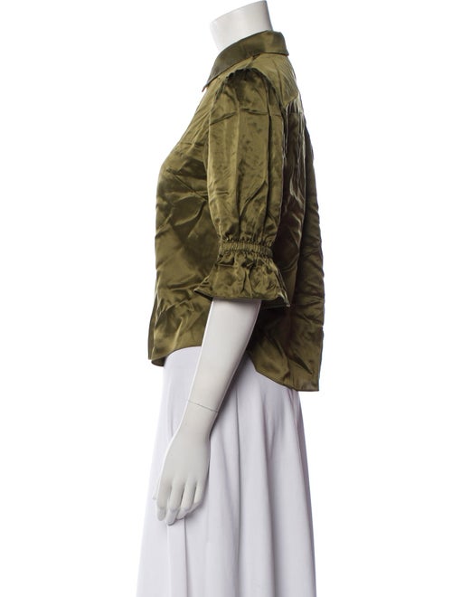 Cinq à Sept Silk Three-Quarter Sleeve Button-Up Top