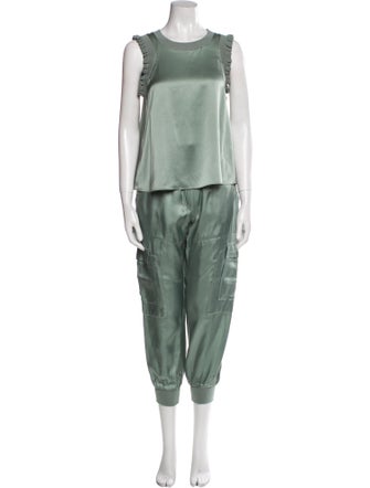 Cinq à Sept Silk Colorblock Pattern Pant Set