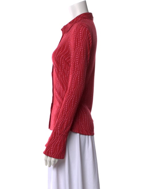 Cinq à Sept Polka Dot Print Long Sleeve Button-Up Top