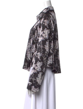 Cinq à Sept Floral Print Long Sleeve Button-Up Top