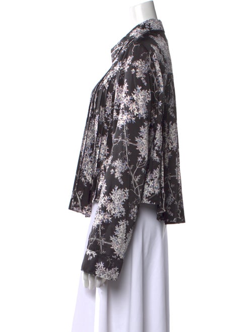 Cinq à Sept Floral Print Long Sleeve Button-Up Top