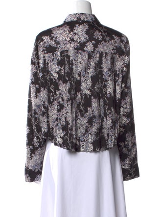 Cinq à Sept Floral Print Long Sleeve Button-Up Top