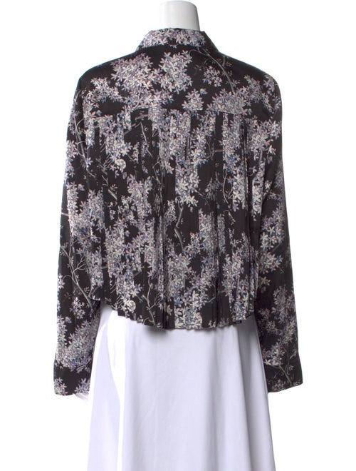 Cinq à Sept Floral Print Long Sleeve Button-Up Top