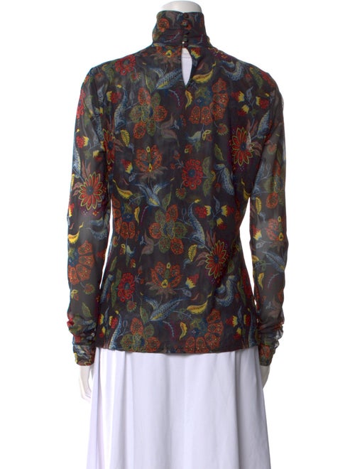 Cinq à Sept Floral Print Mock Neck Blouse