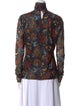 Cinq à Sept Floral Print Mock Neck Blouse