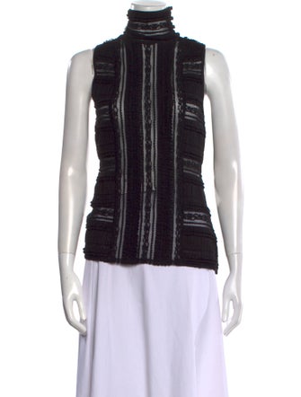 Cinq à Sept Lace Pattern Mock Neck Top