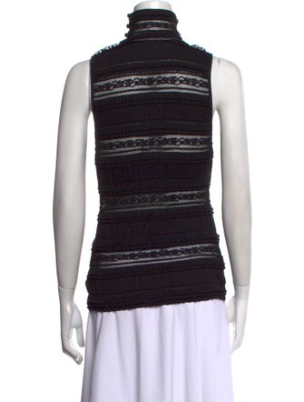 Cinq à Sept Lace Pattern Mock Neck Top