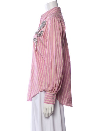 Cinq à Sept Striped Long Sleeve Button-Up Top