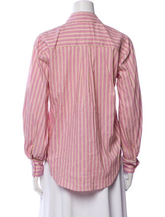 Cinq à Sept Striped Long Sleeve Button-Up Top