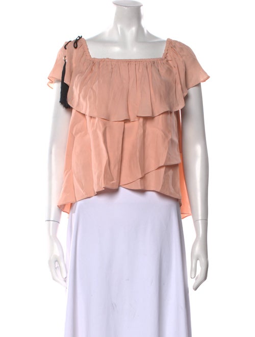 Cinq à Sept Silk Square Neckline Crop Top