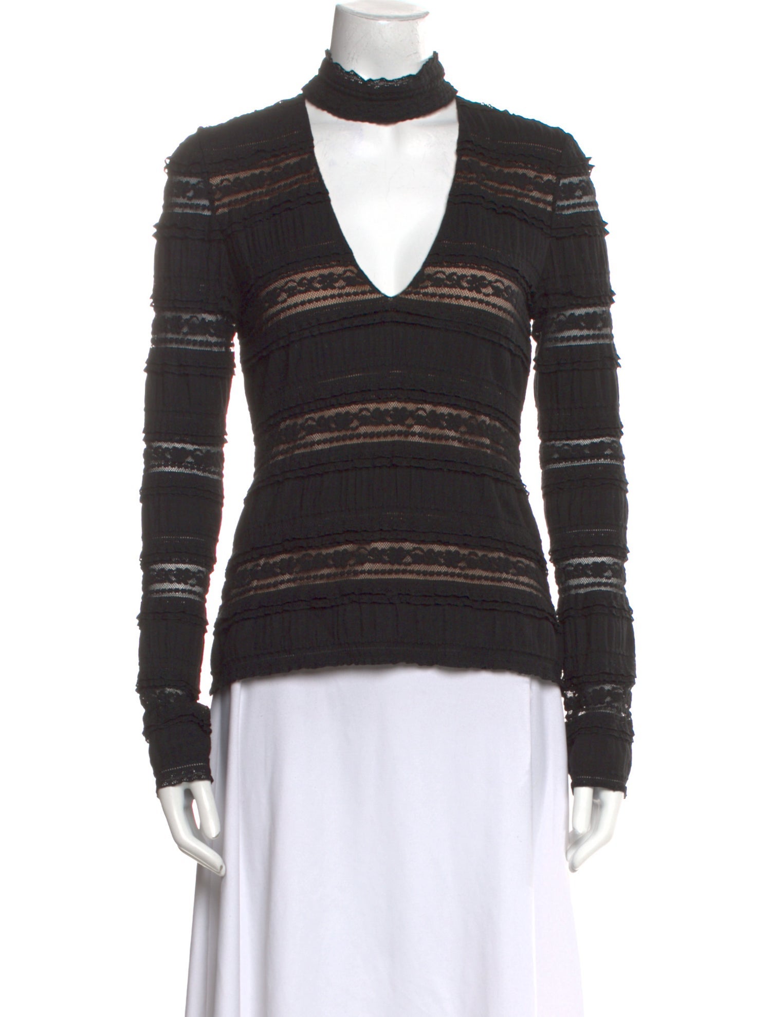 Cinq à Sept Striped Mock Neck Sweatshirt