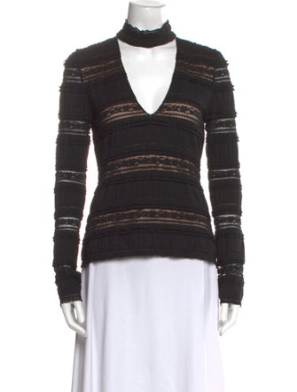 Cinq à Sept Striped Mock Neck Sweatshirt