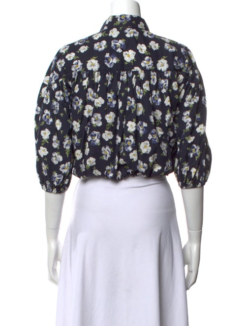 Cinq à Sept Floral Print Mock Neck Crop Top