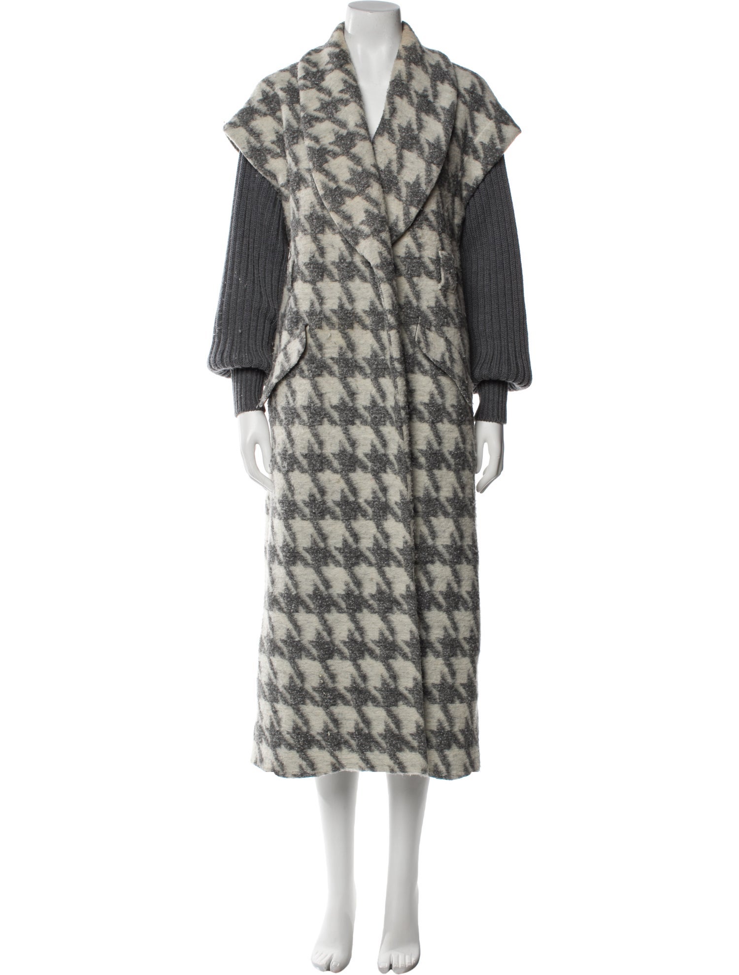 Cinq à Sept Houndstooth Print Faux Fur Coat