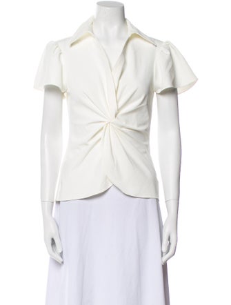 Cinq à Sept V-Neck Short Sleeve Blouse