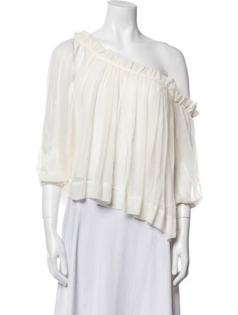 Cinq à Sept Silk One-Shoulder Crop Top