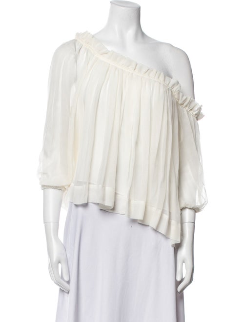 Cinq à Sept Silk One-Shoulder Crop Top