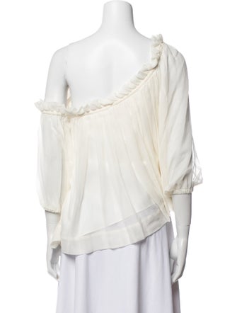 Cinq à Sept Silk One-Shoulder Crop Top