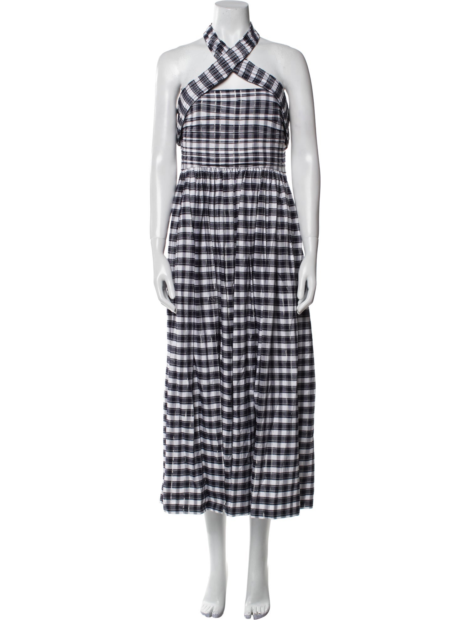 Cinq à Sept Plaid Print Midi Length Dress