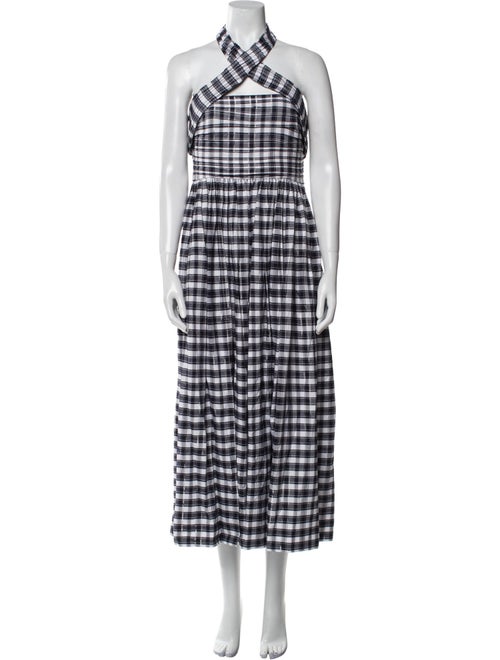 Cinq à Sept Plaid Print Midi Length Dress