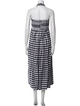 Cinq à Sept Plaid Print Midi Length Dress
