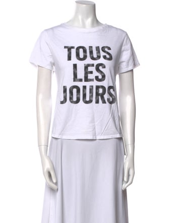 Cinq à Sept Graphic Print Crew Neck Crop Top