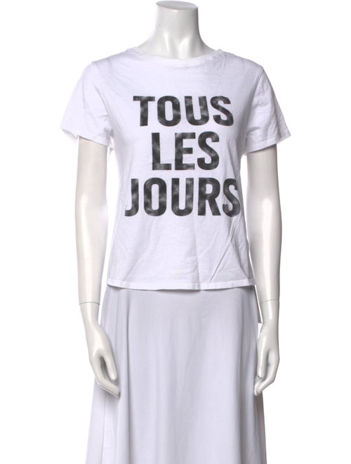 Cinq à Sept Graphic Print Crew Neck Crop Top