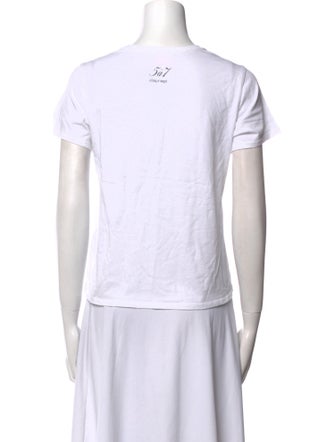 Cinq à Sept Graphic Print Crew Neck Crop Top