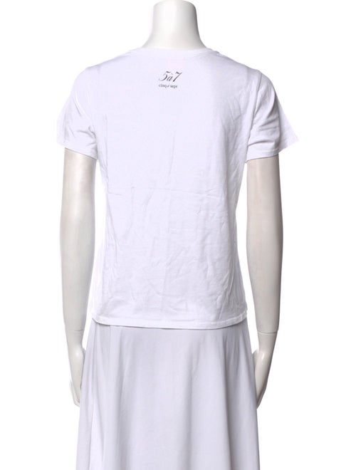 Cinq à Sept Graphic Print Crew Neck Crop Top