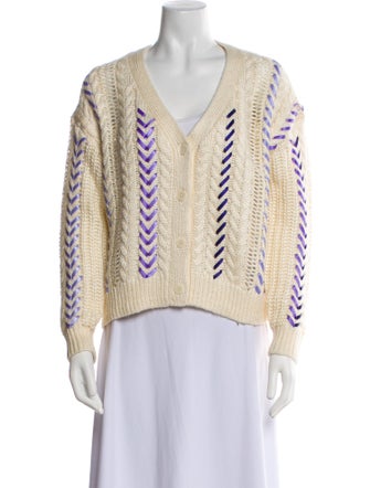 Cinq à Sept Printed V-Neck Sweater