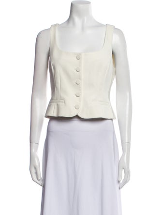 Cinq à Sept Square Neckline Sleeveless Crop Top