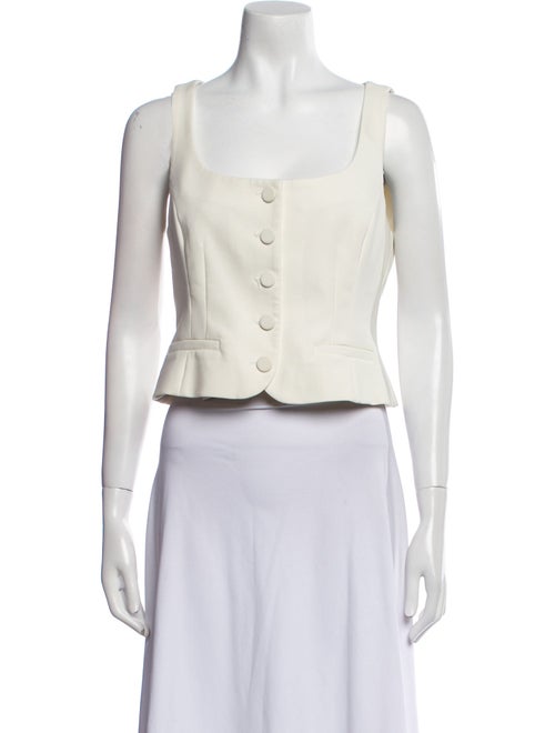 Cinq à Sept Square Neckline Sleeveless Crop Top