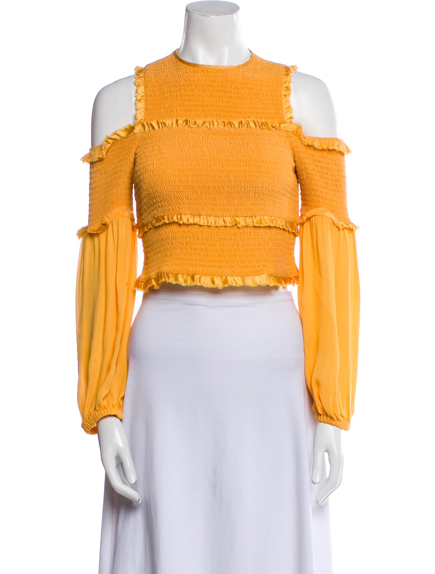 Cinq à Sept Silk Crew Neck Crop Top