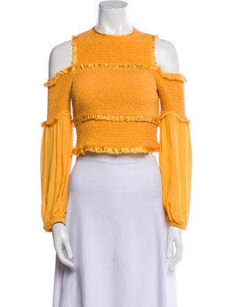 Cinq à Sept Silk Crew Neck Crop Top