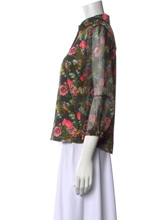 Cinq à Sept Floral Print Mock Neck Blouse