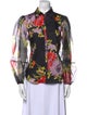 Cinq à Sept Floral Print Long Sleeve Button-Up Top